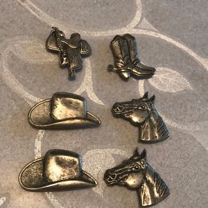 Western silver toned Button Covers, set of 6.